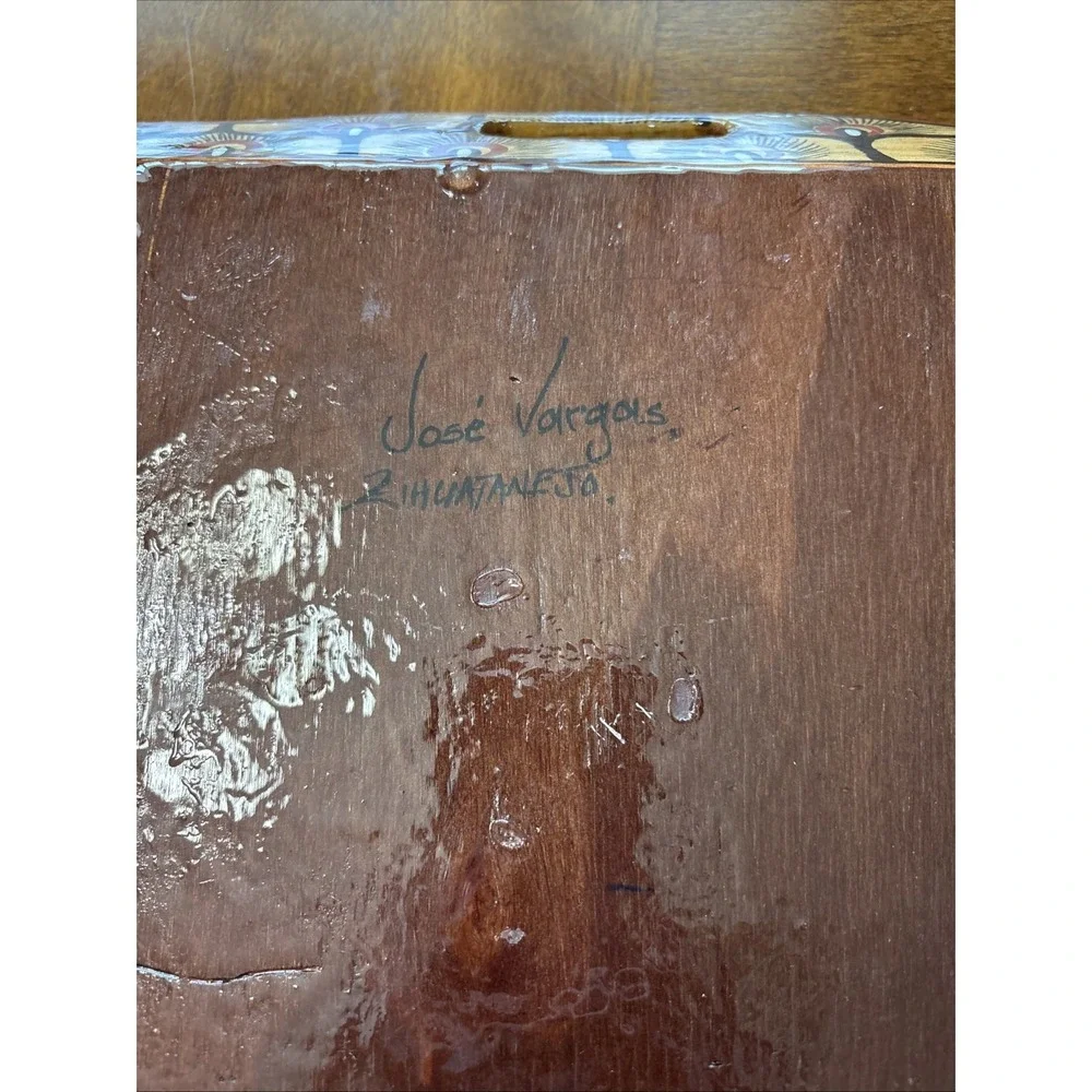 Handmade Wooden Tray With All Side Handles  12x12x 3 Inch Zihuatanejo Mexico